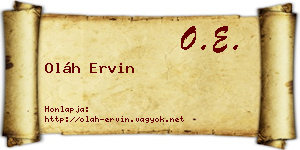 Oláh Ervin névjegykártya